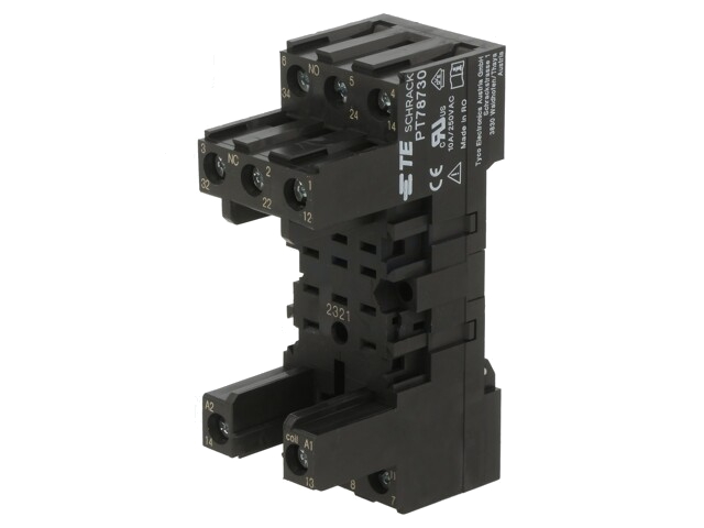 Socket; PIN: 11; 12A; 250VAC; op DIN-rail; schroefklemmen; Serie: PT Socket; PIN: 11; 12A; 250VAC; op DIN-rail; schroefklemmen; Serie: PT
